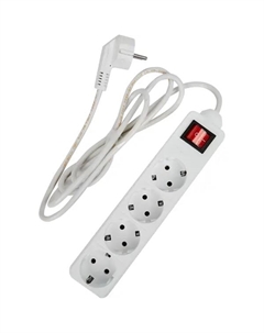 Удлинитель бытовой 4 розетки с заземлением 3x0.75 мм 1.8 м 2200 Вт цвет белый Защита про
