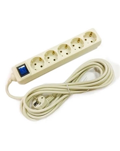 Удлинитель бытовой 5 розеток с заземлением 3x1.5 мм 3 м 3500 Вт цвет бежевый Skybeam