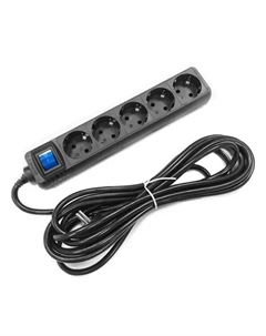 Удлинитель бытовой 5 розеток с заземлением 3x1.5 мм 5 м 3500 Вт цвет черный Skybeam