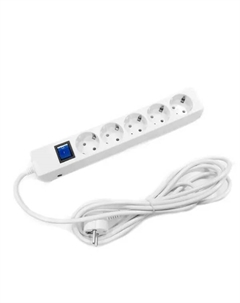 Удлинитель бытовой 5 розеток с заземлением 3x1.5 мм 3 м 3500 Вт цвет белый Skybeam