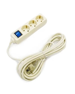Удлинитель бытовой 3 розетки с заземлением 3x1.5 мм 3 м 3500 Вт цвет бежевый Skybeam