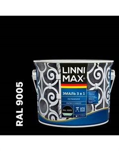 Грунт-эмаль по ржавчине 3 в 1 цвет черный полуматовый 2.5 л Linnimax