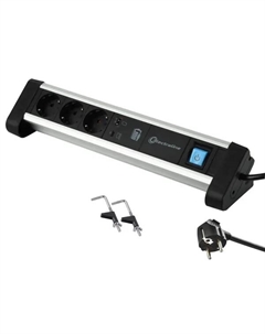 Удлинитель бытовой 3 розетки с заземлением 3x1.5 мм 2 м цвет черный Electraline