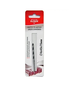 Сверло спиральное по дереву 1820.044900 4x75 мм Elitech