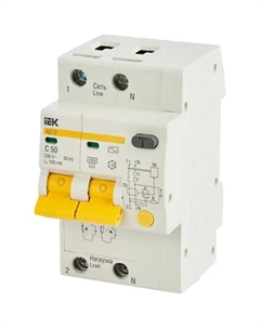 Дифференциальный автомат АД12 2P C50 А 100 мА 4.5 кА AC MAD10-2-050-C-100 Iek