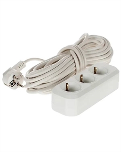 Удлинитель бытовой 3 розетки с заземлением 3x1.5 мм 10 м цвет белый Без бренда