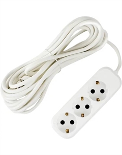 Удлинитель бытовой 3 розетки с заземлением 3x1.5 мм 7 м цвет белый Без бренда