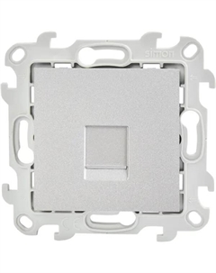 Розетка компьютерная встраиваемый 24 RJ45 без заземления со шторкой цвет алюминий Simon