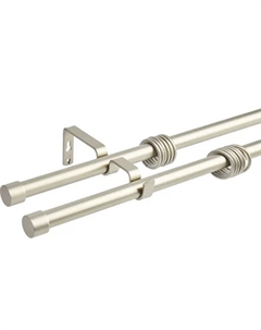 Карниз двухрядный раздвижной с заглушкой d19/16 мм 180-360 см металл цвет матовая сталь Orbis