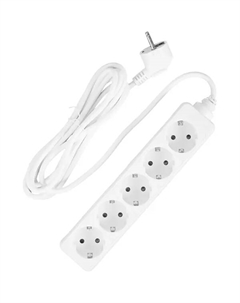 Удлинитель бытовой 5 розеток с заземлением 3x1.5 мм 3 м 3500 Вт цвет белый Lexman