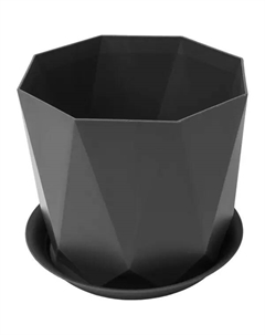Кашпо для цветов Призма ø18 h15 см v2.6 л пластик графитовый Idea