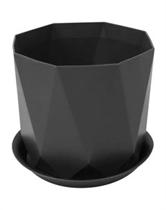Кашпо для цветов Призма ø13 h11 см v1 л пластик графитовый Idea