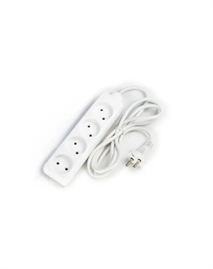 Удлинитель бытовой 4 розетки без заземления 2x0.75 мм 1.8 м цвет белый Защита про