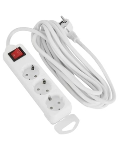 Удлинитель бытовой 3 розетки с заземлением 3x1.5 мм 5 м 3500 Вт с креплением и выключателем Lexman