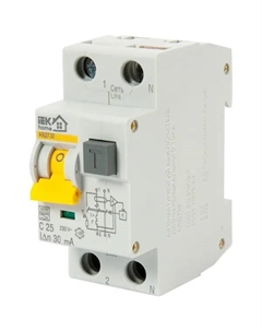 Автоматический выключатель дифференциального тока 1P N C25 А 30 мА 6 кА АС MAD22-5-025-C-30 Iek home