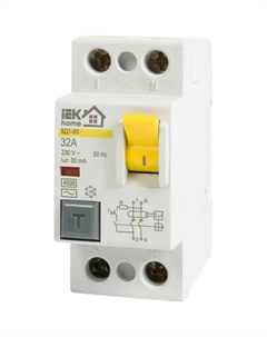 УЗО ВД1-63 1P N 32 А 30 мА 4.5 кА AC MDV10-2-032-030 Iek home