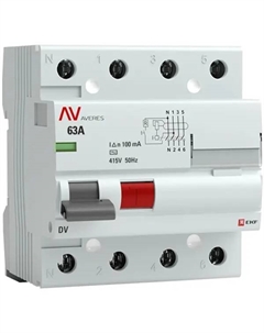 УЗО Averes DV 4P 63 A 100 мА 10 кА AC Ekf