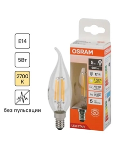 Лампа светодиодная ВА E14 220/240 В 5 Вт свеча 600 лм теплый белый свет Osram