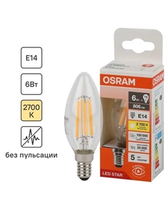Лампа светодиодная В E14 220/240 В 6 Вт свеча 806 лм теплый белый свет Osram