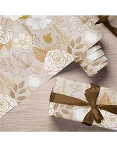 Бумага упаковочная «Розы» 100x70 см цвет разноцветный Симфония