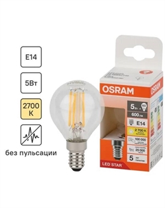 Лампа светодиодная P E14 220/240 В 5 Вт шар 600 лм теплый белый свет Osram