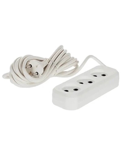 Удлинитель бытовой 3 розетки без заземления 2x0.75 мм 5 м цвет белый Без бренда