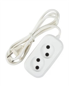 Удлинитель бытовой 2 розетки без заземления 2x0.75 мм 1.5 м цвет белый Без бренда