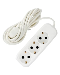 Удлинитель бытовой 3 розетки с заземлением 3x0.75 мм 3 м цвет белый Без бренда