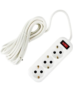 Удлинитель бытовой 3 розетки с заземлением 3x0.75 мм 5 м цвет белый Без бренда