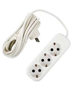 Удлинитель бытовой 3 розетки с заземлением 3x0.75 мм 5 м цвет белый Без бренда