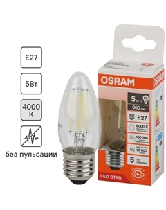 Лампа светодиодная В E27 220/240 В 5 Вт свеча 600 лм нейтральный белый свет Osram