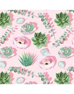 Упаковочная бумага «Нежные кактусы» 100x70 см Симфония