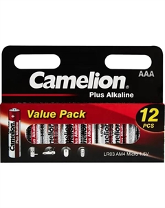 Батарейка Plus Alkaline LR03-HP12 алкалиновая LR03 AAA 12 шт. Camelion