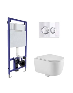 Комплект инсталляция с унитазом Berges Tornado 043219 безободковый с микролифтом клавиша цвет хром