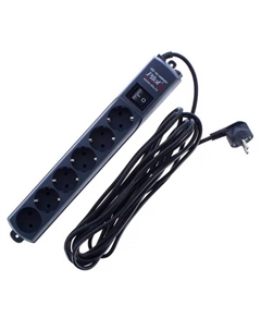 Сетевой фильтр S 5 розеток с заземлением 1 розетка без заземления 5 м 2200 Вт цвет графит Pilot