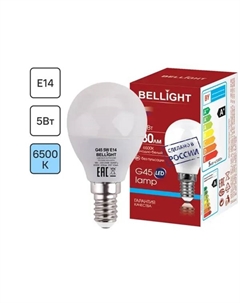 Лампа светодиодная Е14 220-240 В 5 Вт шар 430 лм холодный белый цвет света Bellight