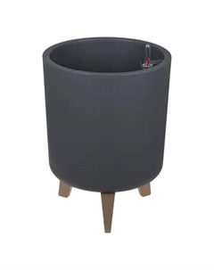 Кашпо для цветов Флориан ø30 h30.3 см v19 л пластик с автополивом на ножках графитовый Idea