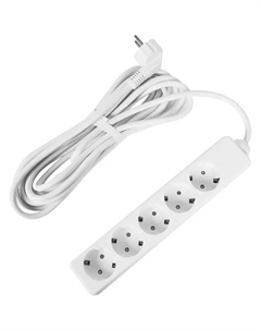 Удлинитель бытовой 5 розеток с заземлением 350x120x70 мм 5 м цвет белый Lexman