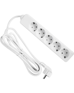 Удлинитель бытовой 5 розеток с заземлением 350x110x65 мм 3 м цвет белый Lexman