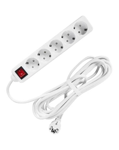Удлинитель бытовой КН 5 розеток с заземлением 350x120x70 мм 5 м цвет белый Lexman