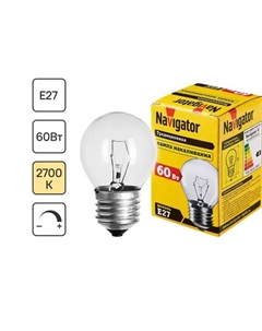 Лампа накаливания E27 230 В 60 Вт шар 660 лм Navigator
