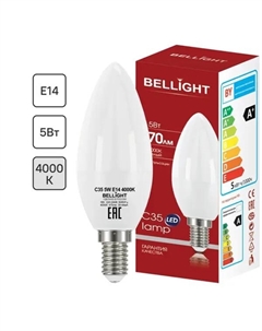 Лампа светодиодная Е14 свеча 5 Вт 470 Лм нейтральный белый свет Bellight