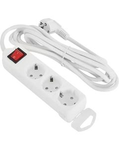 Удлинитель бытовой 3 розетки с заземлением 3x1.5 мм 3 м 3500 Вт с креплением и выключателем Lexman