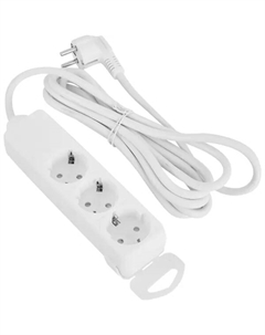 Удлинитель бытовой 3 розетки с заземлением 3x1.5 мм 5 м 3500 Вт с креплением Lexman