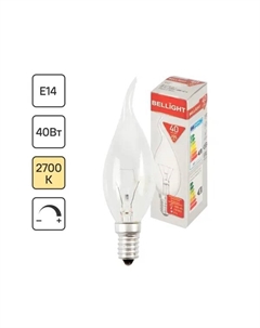 Лампа накаливания свеча на ветру E14 40 Вт свет тёплый белый Bellight