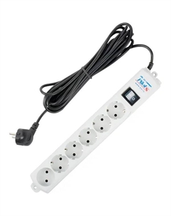 Сетевой фильтр S 5 розеток с заземлением 1 розетка без заземления 5 м 2200 Вт цвет серый Pilot