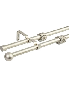 Карниз двухрядный раздвижной шар d19/16 мм 140-280 см металл цвет матовая сталь Orbis