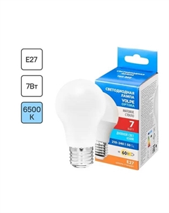 Лампа светодиодная E27 220-240 В 7 Вт груша матовая 600 лм холодный белый свет Volpe