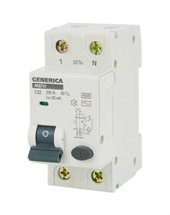 Дифференциальный автомат АВДТ-32 1P C32 A 30 мА 4.5 кА AC Generica