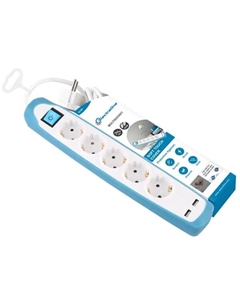 Удлинитель бытовой 5 розеток с заземлением и выключателем 3x1 мм 2 м цвет белый Electraline